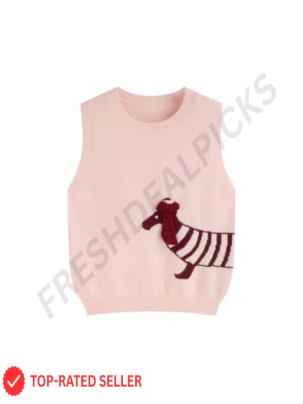 Sweater Vest Sleeveless Knit Puppy Pattern Pullover Casual Fall Layering